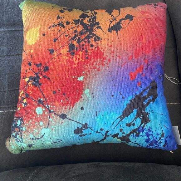 Sofa Accent Pillows Abstract Prints Set of 2 Decorative  13x13 - Picture 2 of 3